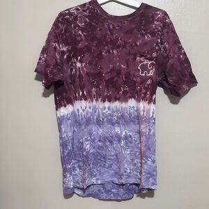 Ivory Ella Tie-Dye Pocket Tee with Elephant Logo - Maroon & Lavender